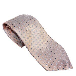 Eton Mens 100% Silk Tie Peach/Pink Multi Dots Made In Italy Designer Old Money